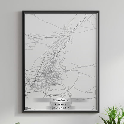 ROAD MAP OF HUNEDOARA, ROMANIA BY MAPBAKES