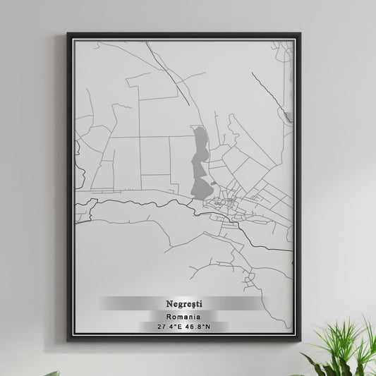 ROAD MAP OF NEGRESTI, ROMANIA BY MAPBAKES