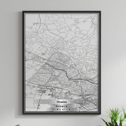 ROAD MAP OF ORADEA, ROMANIA BY MAPBAKES