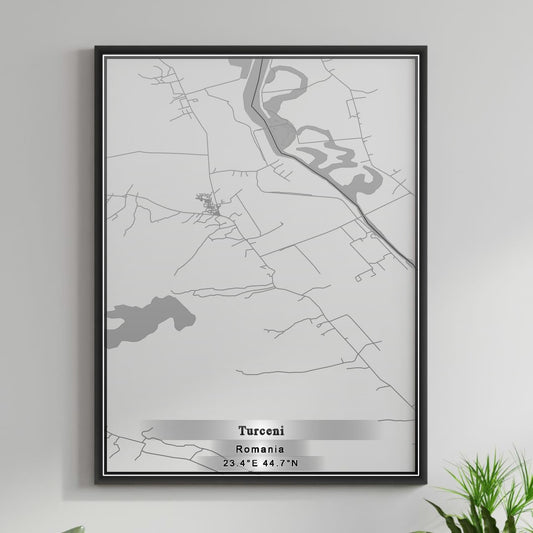 ROAD MAP OF TURCENI, ROMANIA BY MAPBAKES