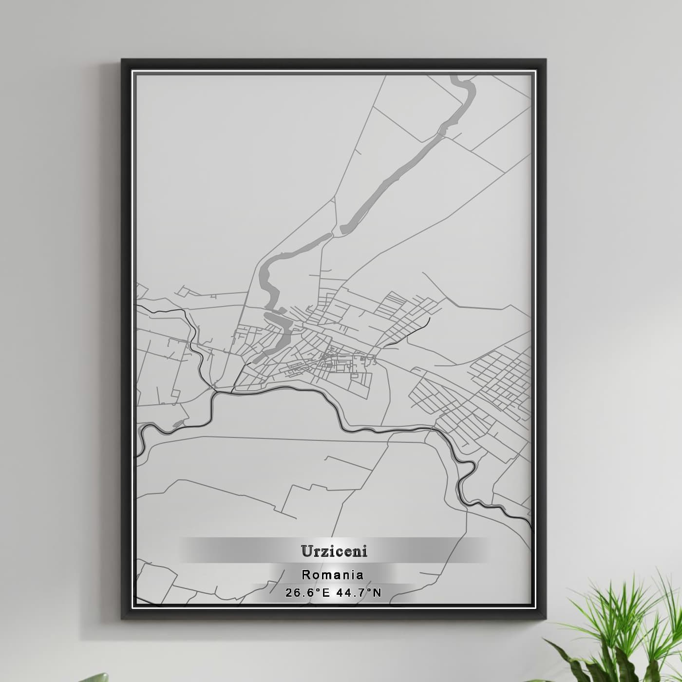 ROAD MAP OF URZICENI, ROMANIA BY MAPBAKES