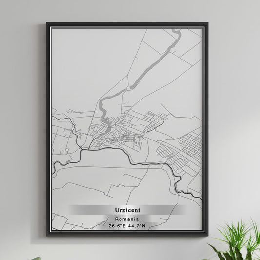 ROAD MAP OF URZICENI, ROMANIA BY MAPBAKES