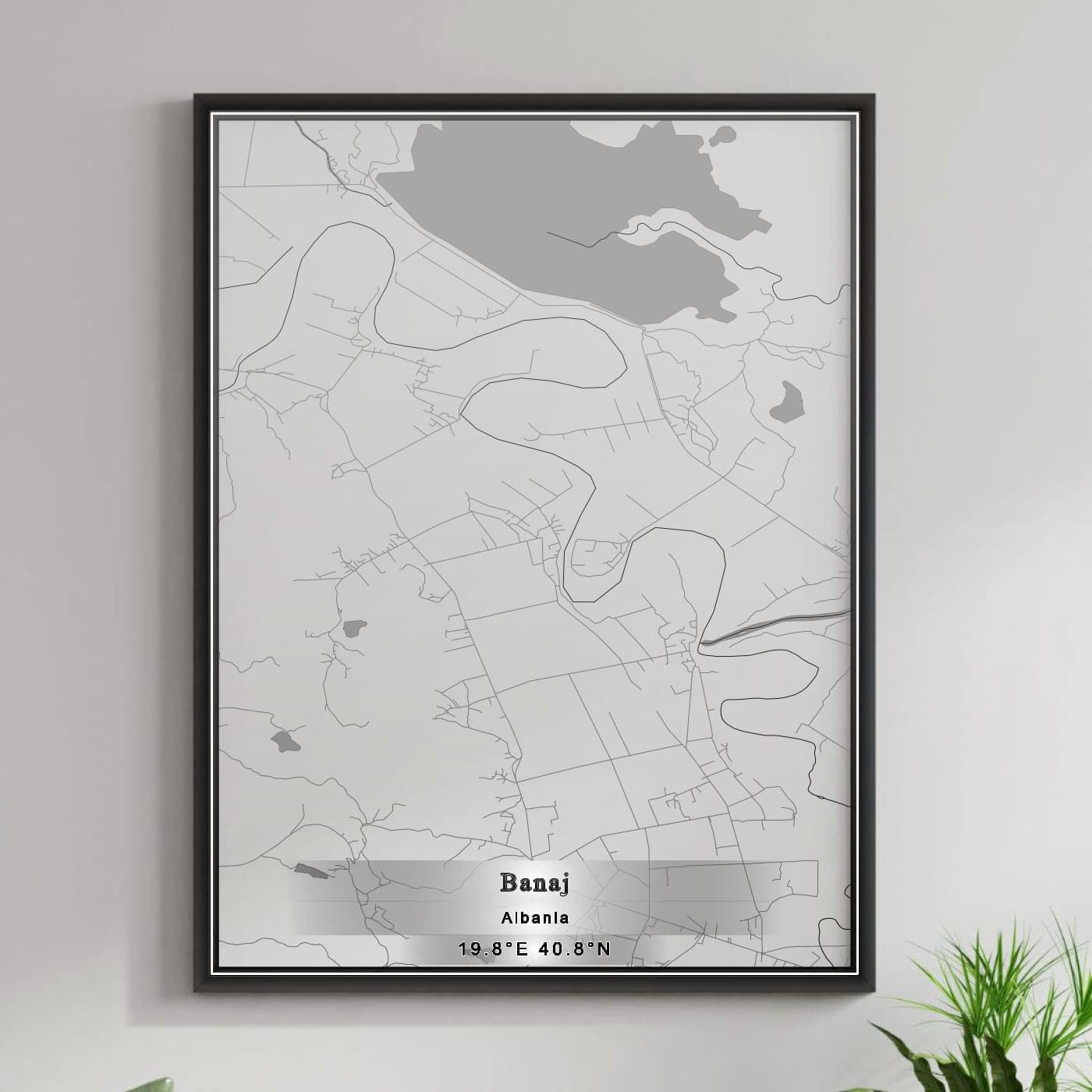 ROAD MAP OF BANAJ, ALBANIA BY MAPBAKES