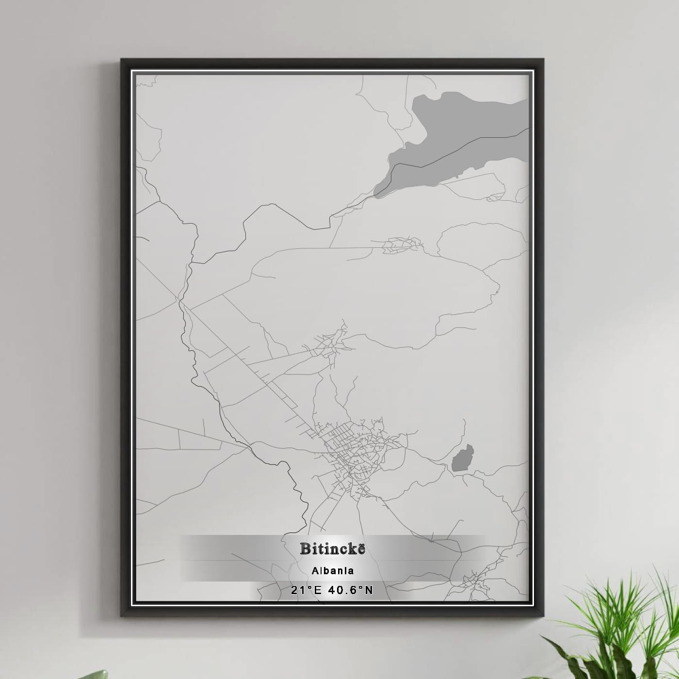 ROAD MAP OF BITINCKË, ALBANIA BY MAPBAKES