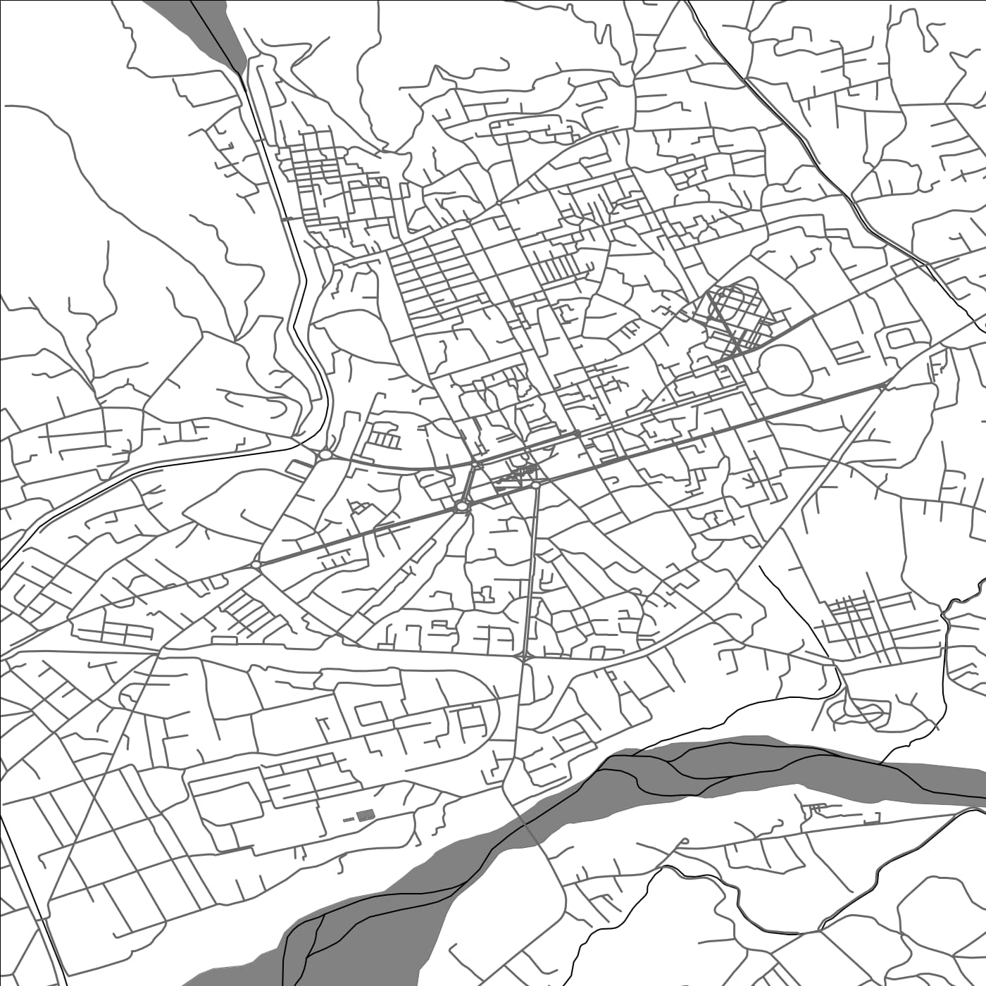 ROAD MAP OF ELBASAN, ALBANIA BY MAPBAKES