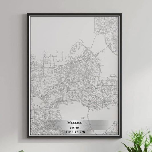ROAD MAP OF MANAMA, BAHRAIN BY MAPBAKES