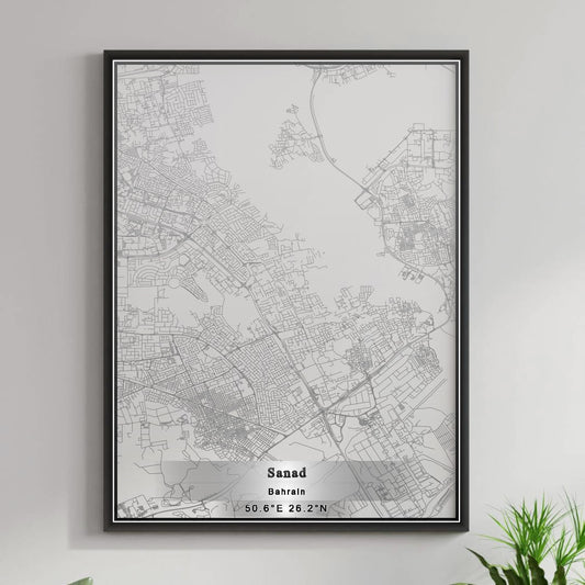 ROAD MAP OF SANAD, BAHRAIN BY MAPBAKES