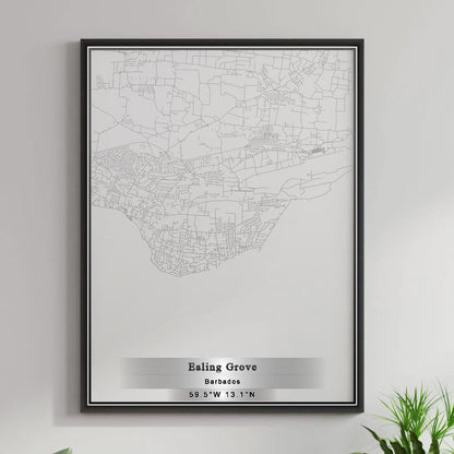 ROAD MAP OF EALING GROVE, BARBADOS BY MAPBAKES