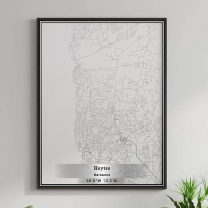 ROAD MAP OF HOYTES, BARBADOS BY MAPBAKES