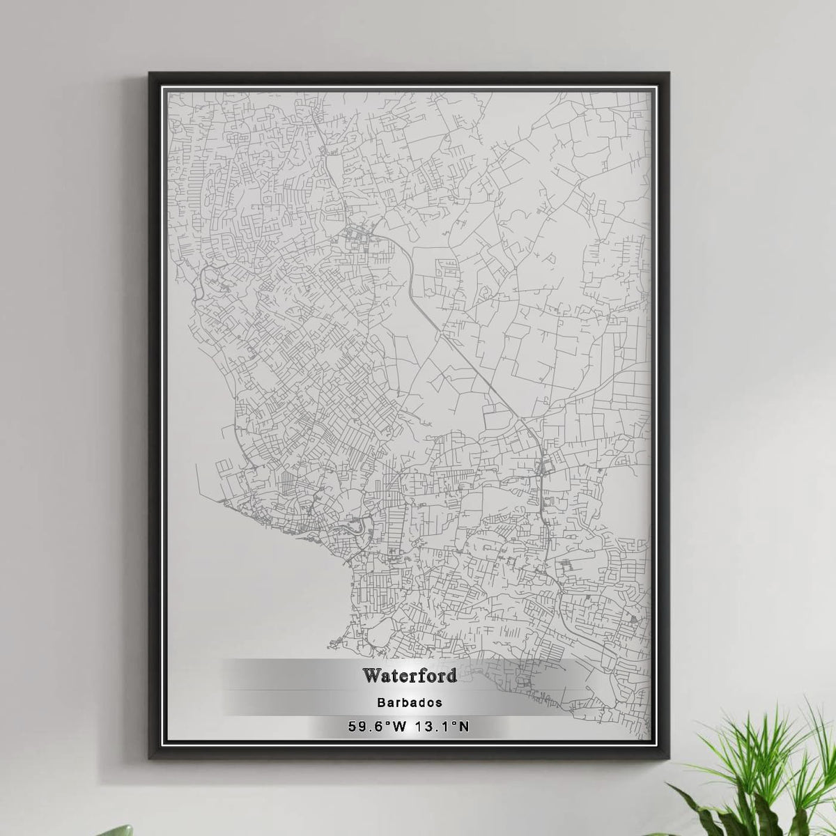 ROAD MAP OF WATERFORD, BARBADOS BY MAPBAKES