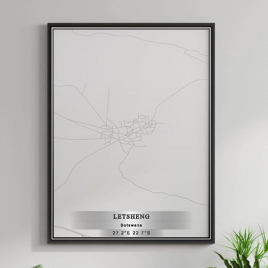 ROAD MAP OF LETSHENG, BOTSWANA BY MAPBAKES