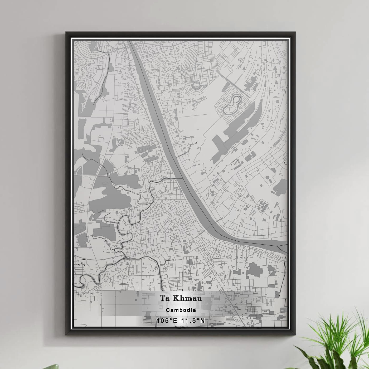 ROAD MAP OF TA KHMAU, CAMBODIA BY MAPBAKES