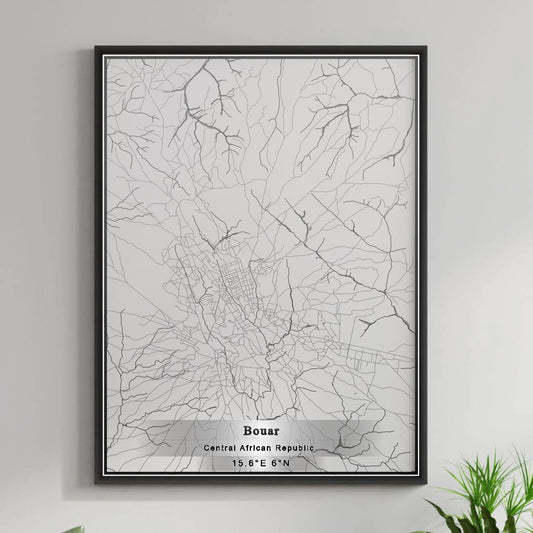 ROAD MAP OF BOUAR, CENTRAL AFRICAN REPUBLIC BY MAPBAKES
