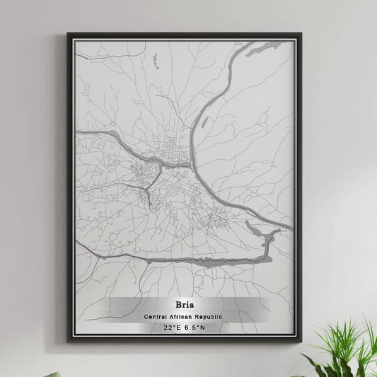 ROAD MAP OF BRIA, CENTRAL AFRICAN REPUBLIC BY MAPBAKES