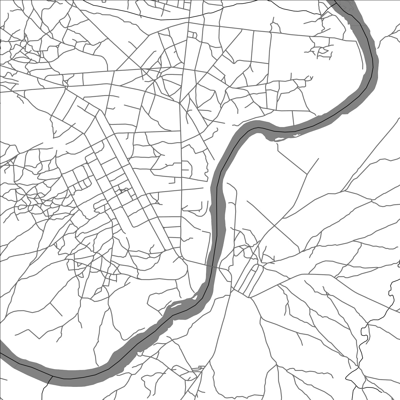 ROAD MAP OF BOSSANGOA, CENTRAL AFRICAN REPUBLIC BY MAPBAKES