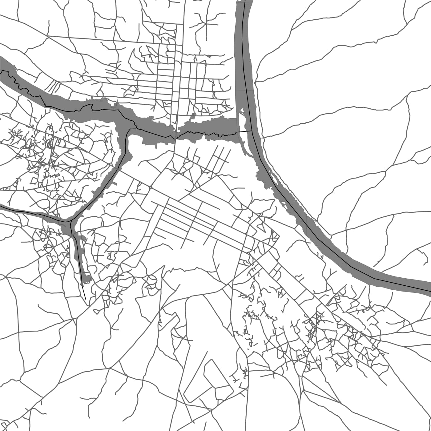 ROAD MAP OF BRIA, CENTRAL AFRICAN REPUBLIC BY MAPBAKES