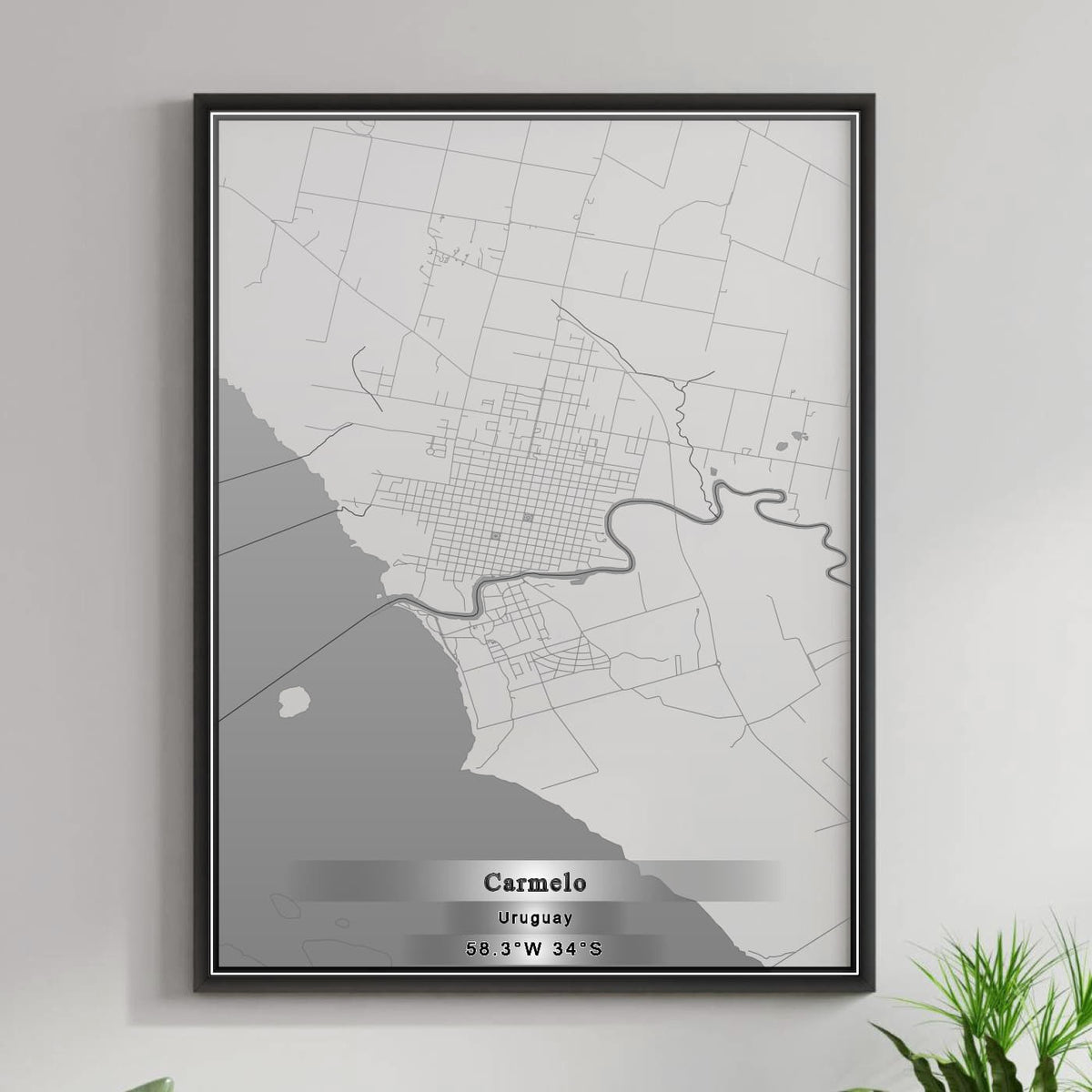 ROAD MAP OF CARMELO, URUGUAY BY MAPBAKES