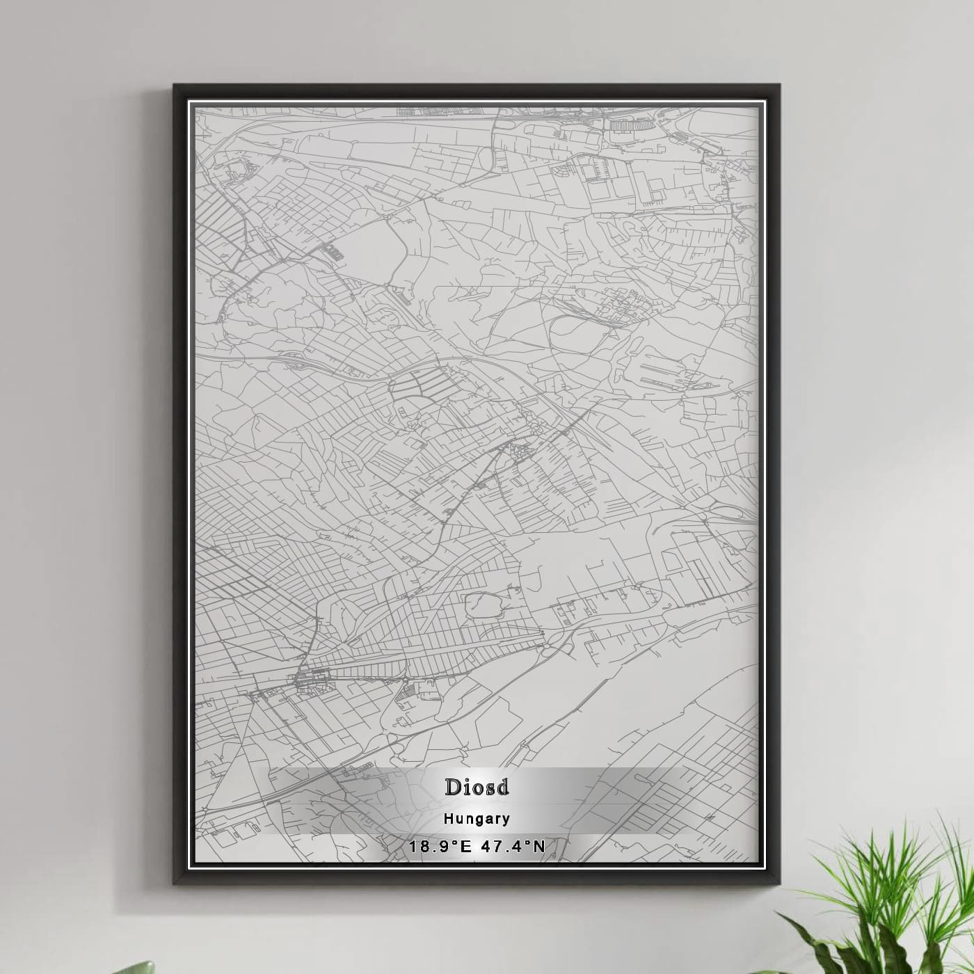 ROAD MAP OF DIOSD, HUNGARY BY MAPBAKES