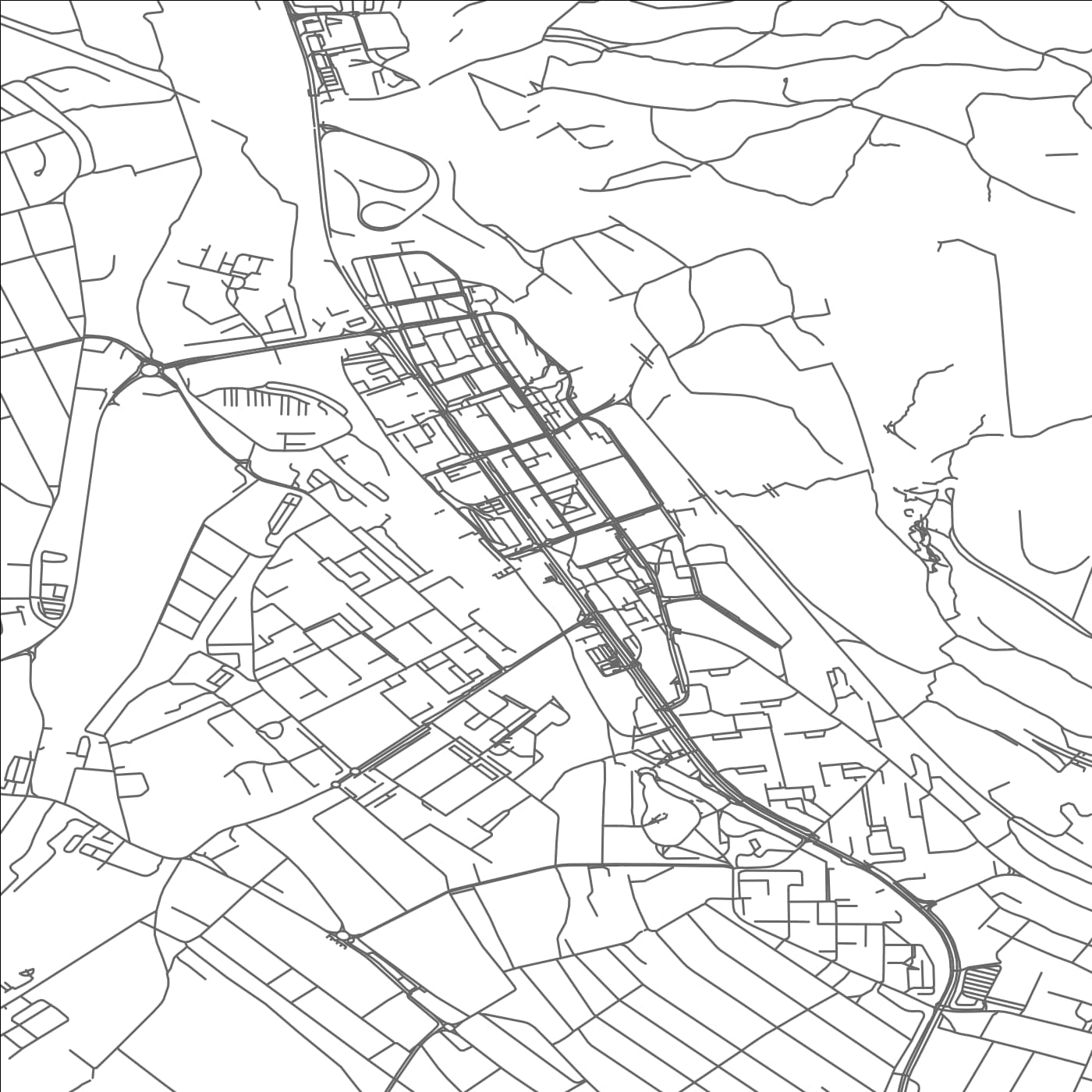 ROAD MAP OF TATABANYA, HUNGARY BY MAPBAKES