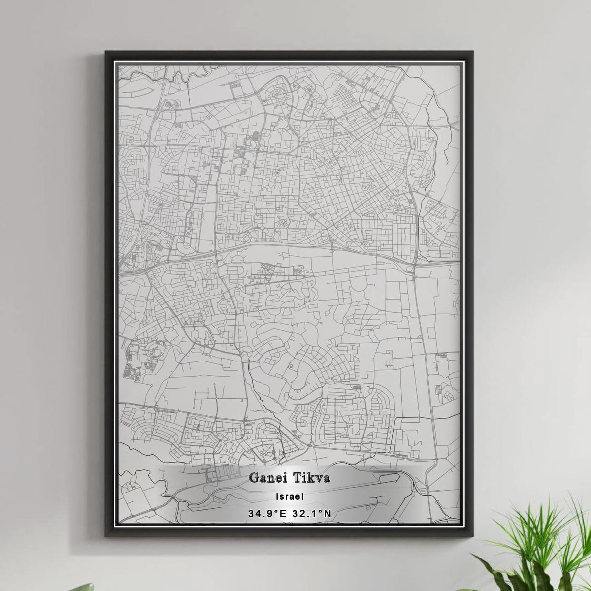 ROAD MAP OF GANEI TIKVA, ISRAEL BY MAPBAKES