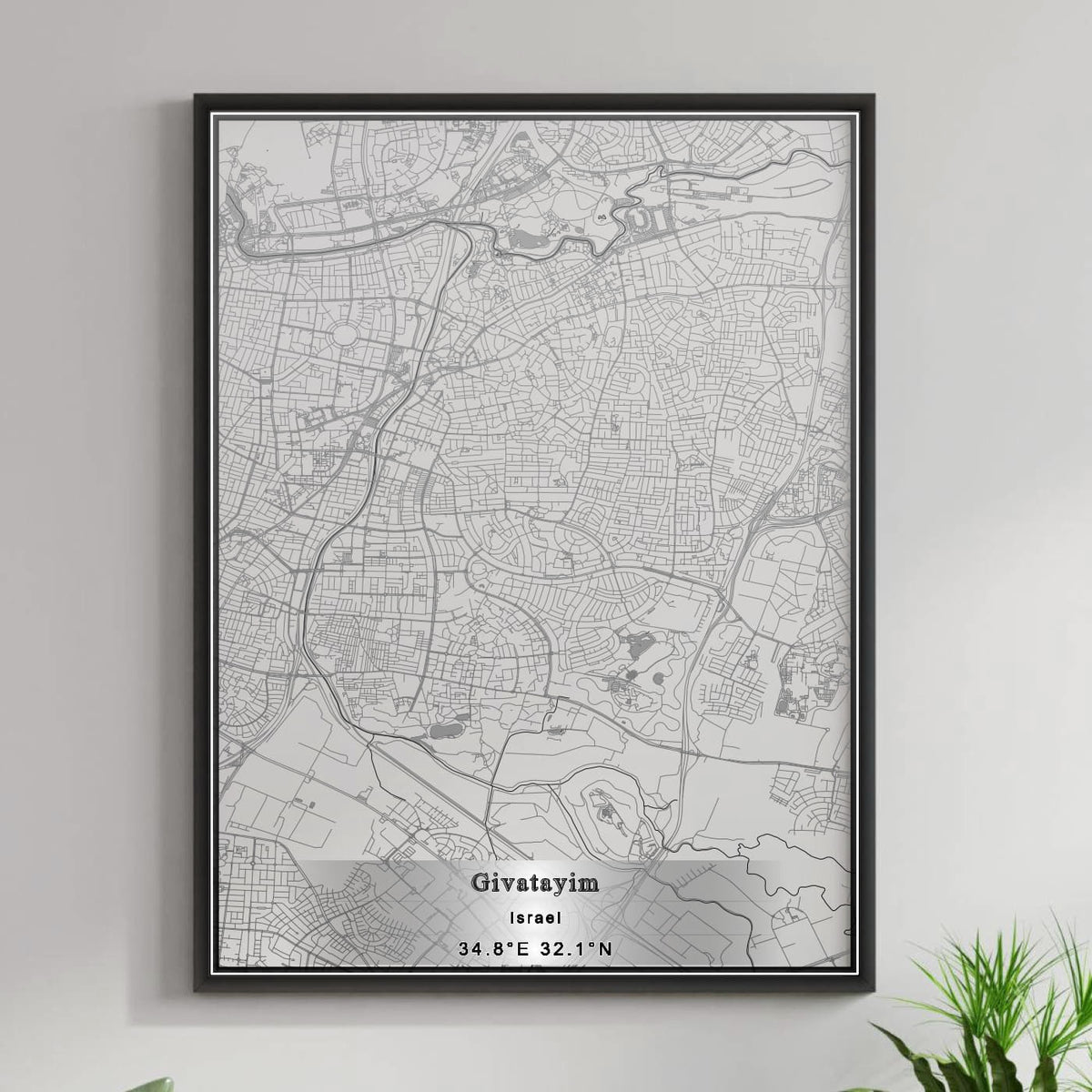 ROAD MAP OF GIVATAYIM, ISRAEL BY MAPBAKES