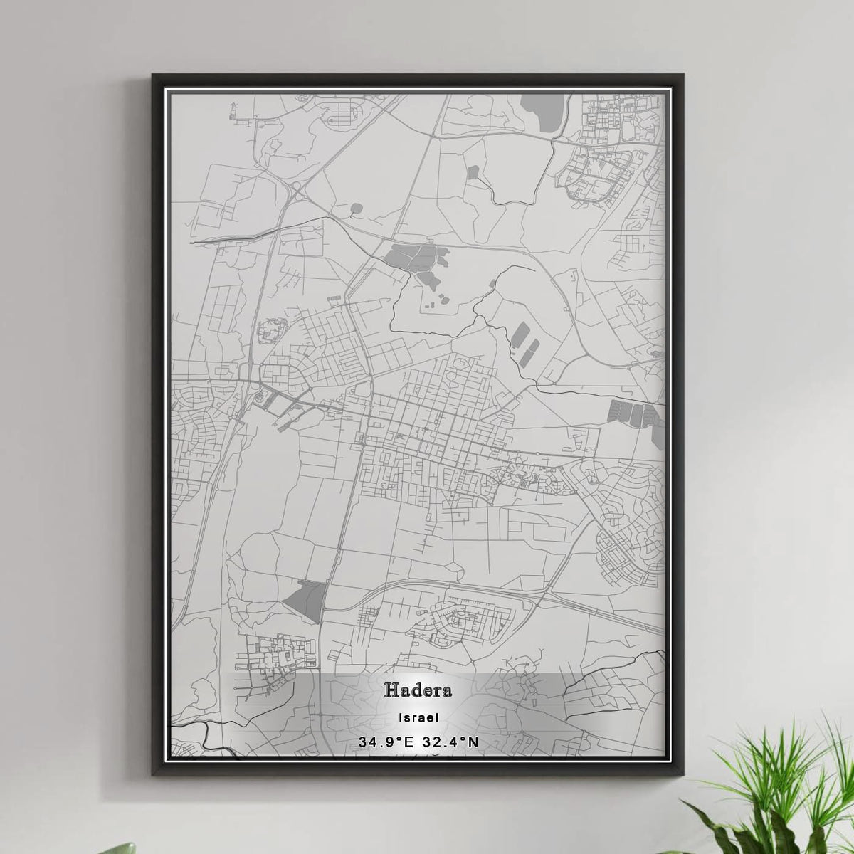 ROAD MAP OF HADERA, ISRAEL BY MAPBAKES