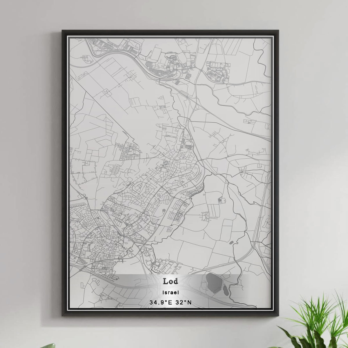 ROAD MAP OF LOD, ISRAEL BY MAPBAKES