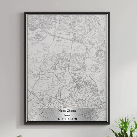 ROAD MAP OF NESS ZIONA, ISRAEL BY MAPBAKES