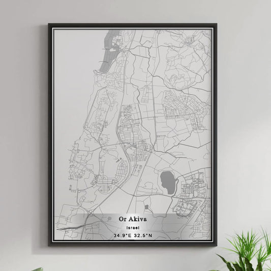 ROAD MAP OF OR AKIVA, ISRAEL BY MAPBAKES