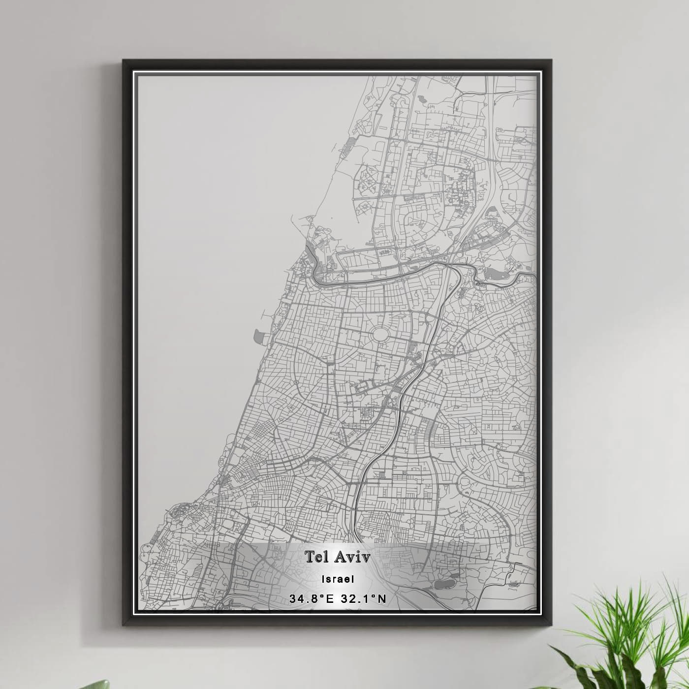 ROAD MAP OF TEL AVIV, ISRAEL BY MAPBAKES