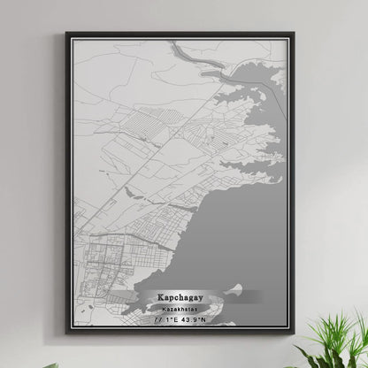ROAD MAP OF KAPCHAGAY, KAZAKHSTAN BY MAPBAKES