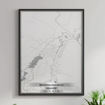 ROAD MAP OF MEZHDŪRECHENSKOYE, KAZAKHSTAN BY MAPBAKES