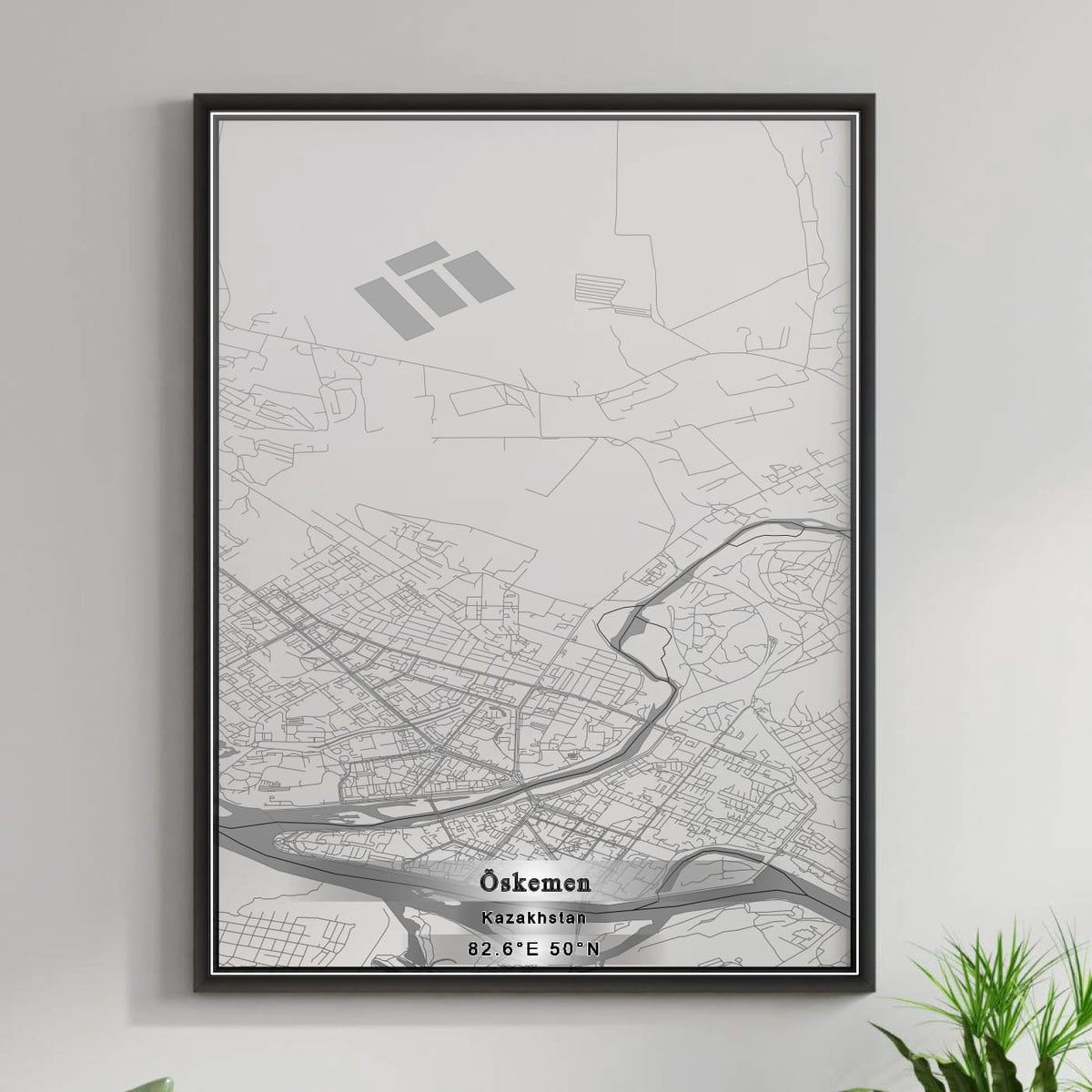 ROAD MAP OF ÖSKEMEN, KAZAKHSTAN BY MAPBAKES