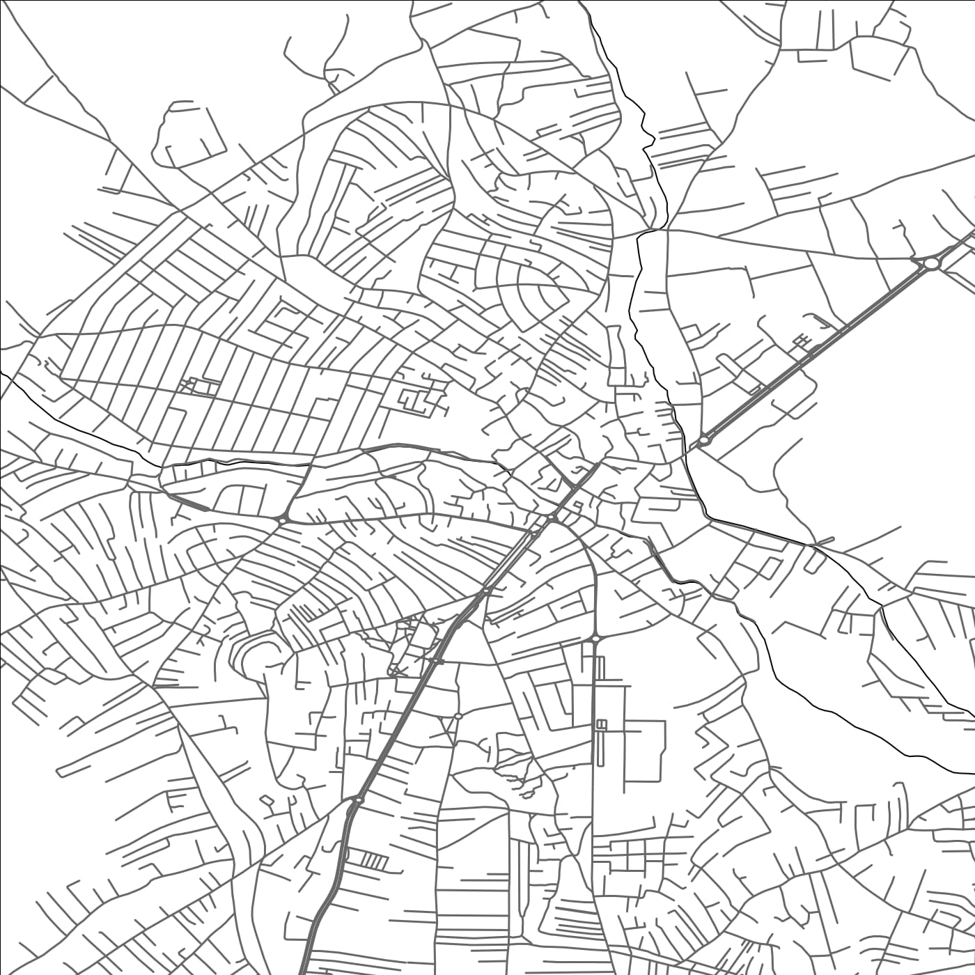 ROAD MAP OF GJILAN, KOSOVO BY MAPBAKES