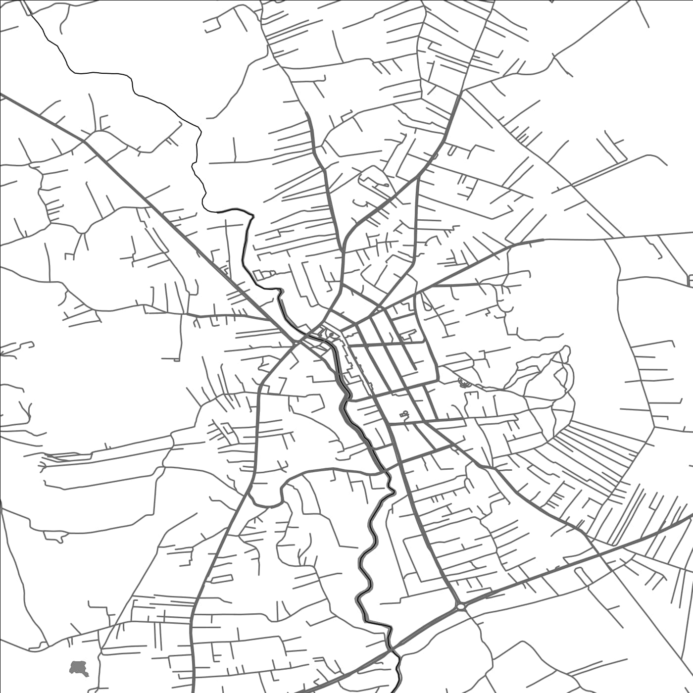 ROAD MAP OF PODUJEVË, KOSOVO BY MAPBAKES