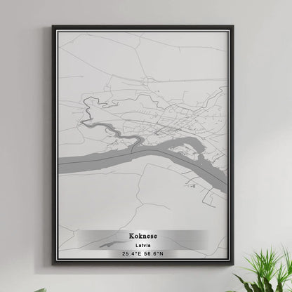 ROAD MAP OF KOKNESE, LATVIA BY MAPBAKES