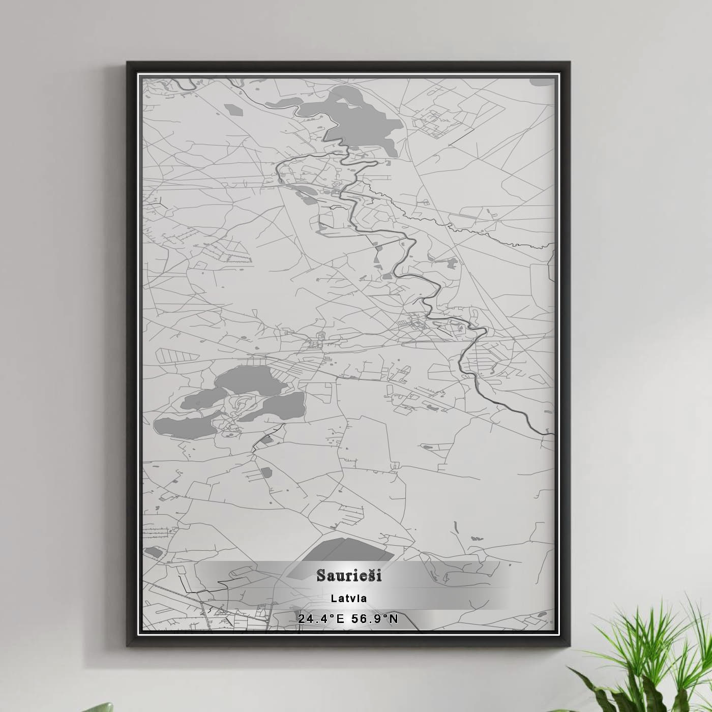 ROAD MAP OF SAURIEŠI, LATVIA BY MAPBAKES