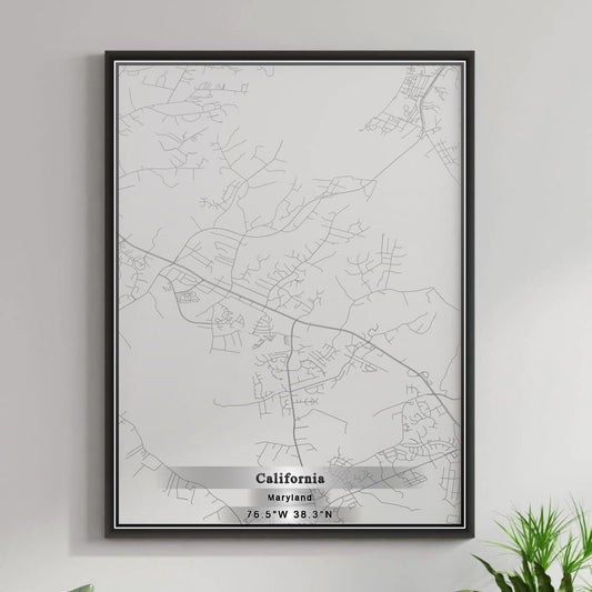 ROAD MAP OF CALIFORNIA, MARYLAND BY MAPBAKES