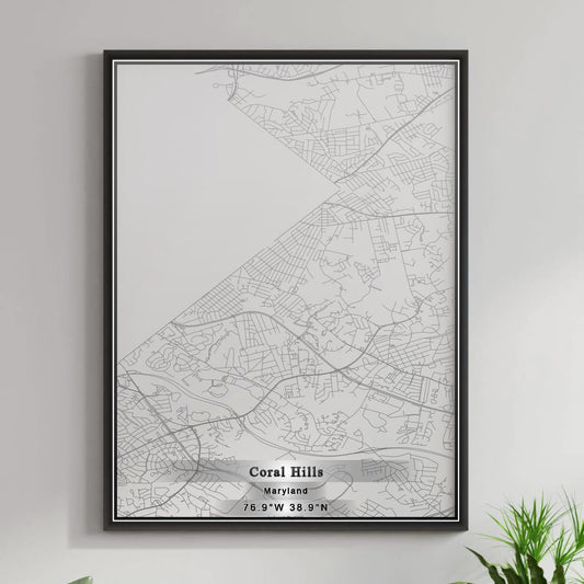 ROAD MAP OF CORAL HILLS, MARYLAND BY MAPBAKES