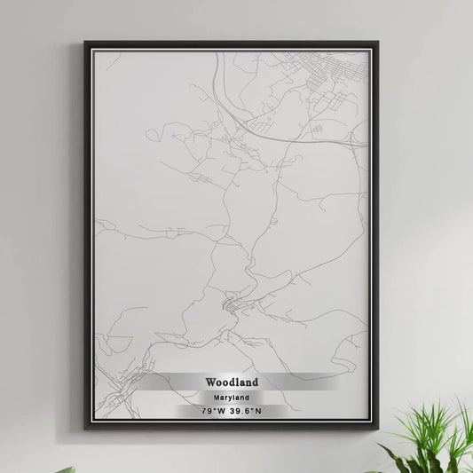 ROAD MAP OF WOODLAND, MARYLAND BY MAPBAKES