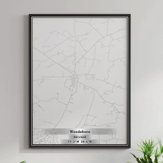 ROAD MAP OF WOODSBORO, MARYLAND BY MAPBAKES