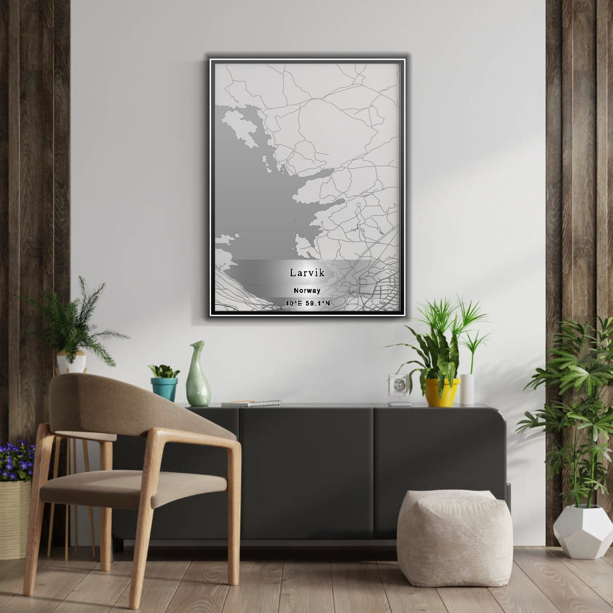 ROAD MAP OF LARVIK, NORWAY BY MAPBAKES