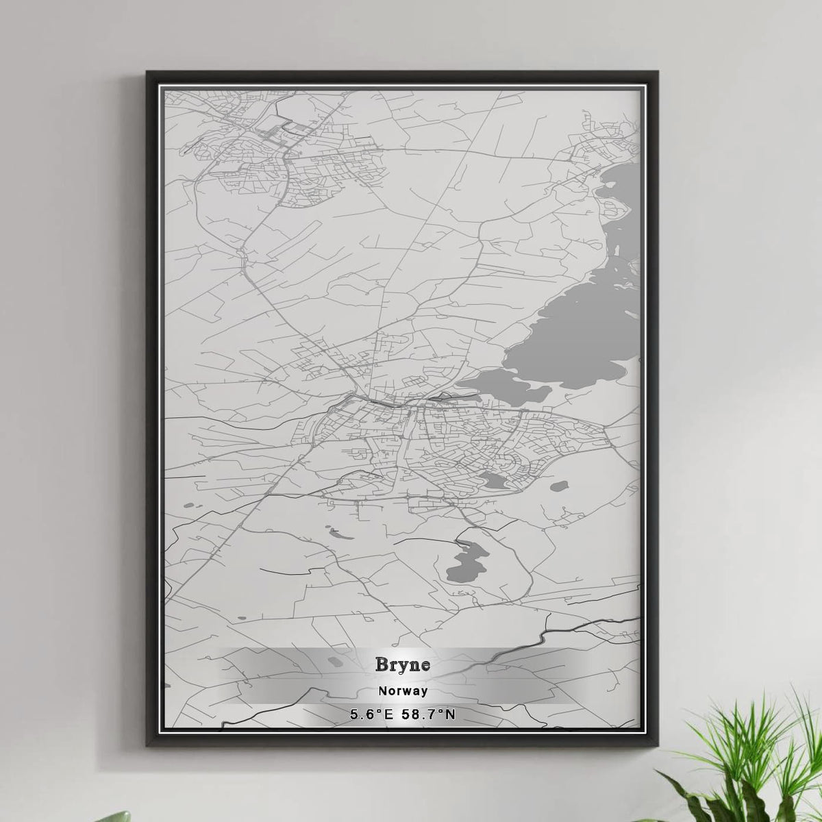 ROAD MAP OF BRYNE, NORWAY BY MAPBAKES