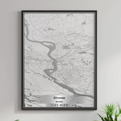 ROAD MAP OF ELVERUM, NORWAY BY MAPBAKES