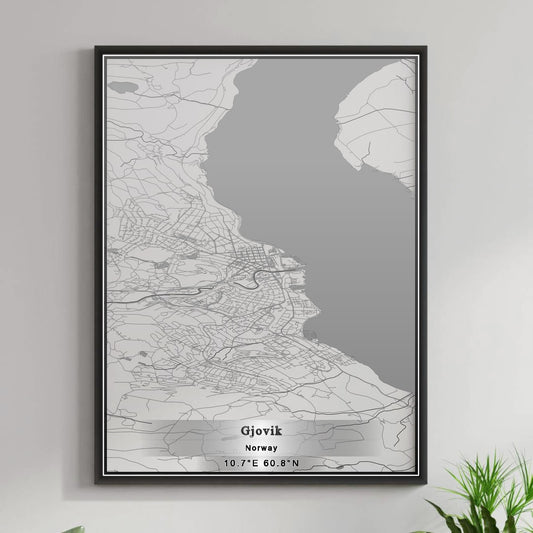 ROAD MAP OF GJOVIK, NORWAY BY MAPBAKES