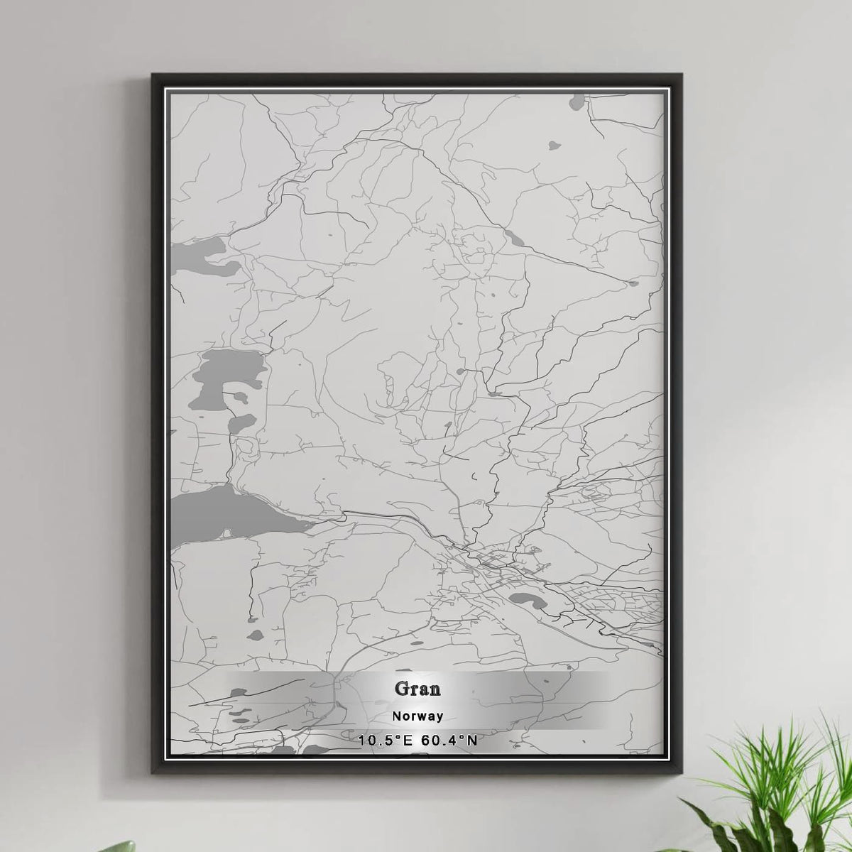 ROAD MAP OF GRAN, NORWAY BY MAPBAKES