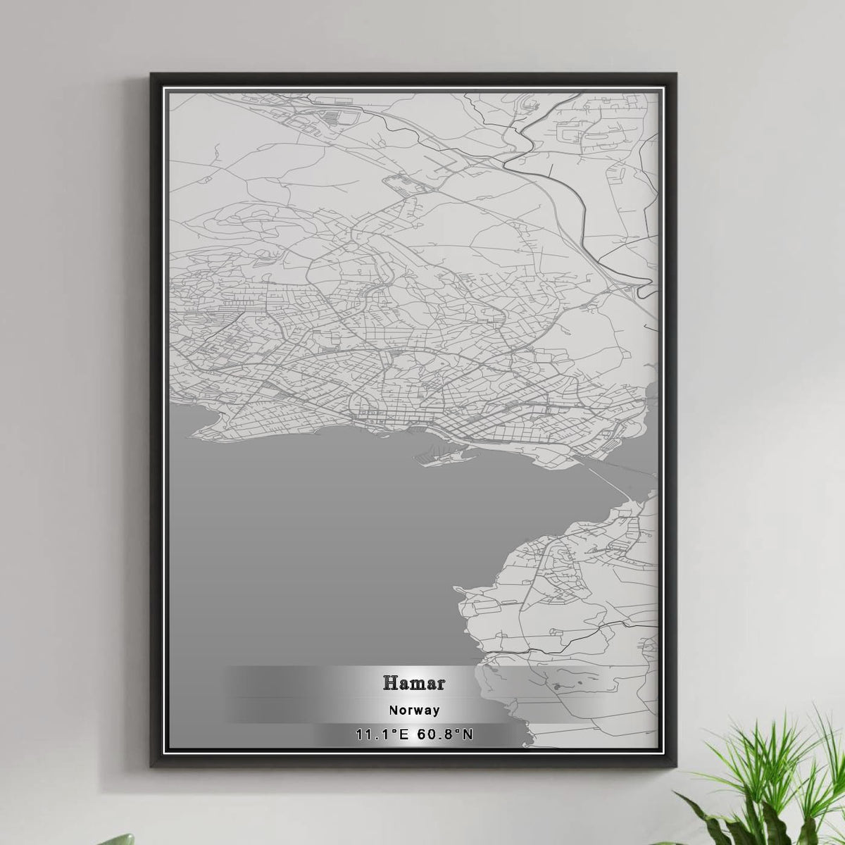 ROAD MAP OF HAMAR, NORWAY BY MAPBAKES