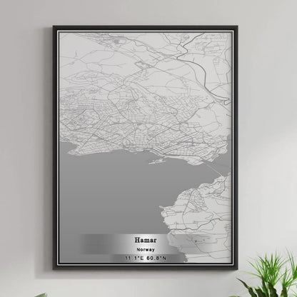 ROAD MAP OF HAMAR, NORWAY BY MAPBAKES