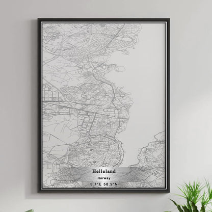 ROAD MAP OF HELLELAND, NORWAY BY MAPBAKES