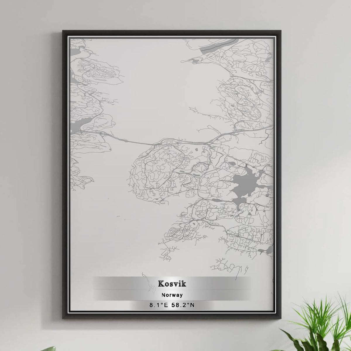 ROAD MAP OF KOSVIK, NORWAY BY MAPBAKES